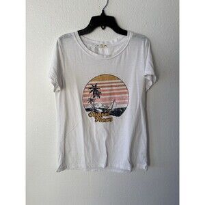 C&C California Women’s White Sunset Views Graphic T-Shirt Size Medium